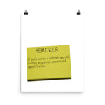 No-knock warrant reminder poster